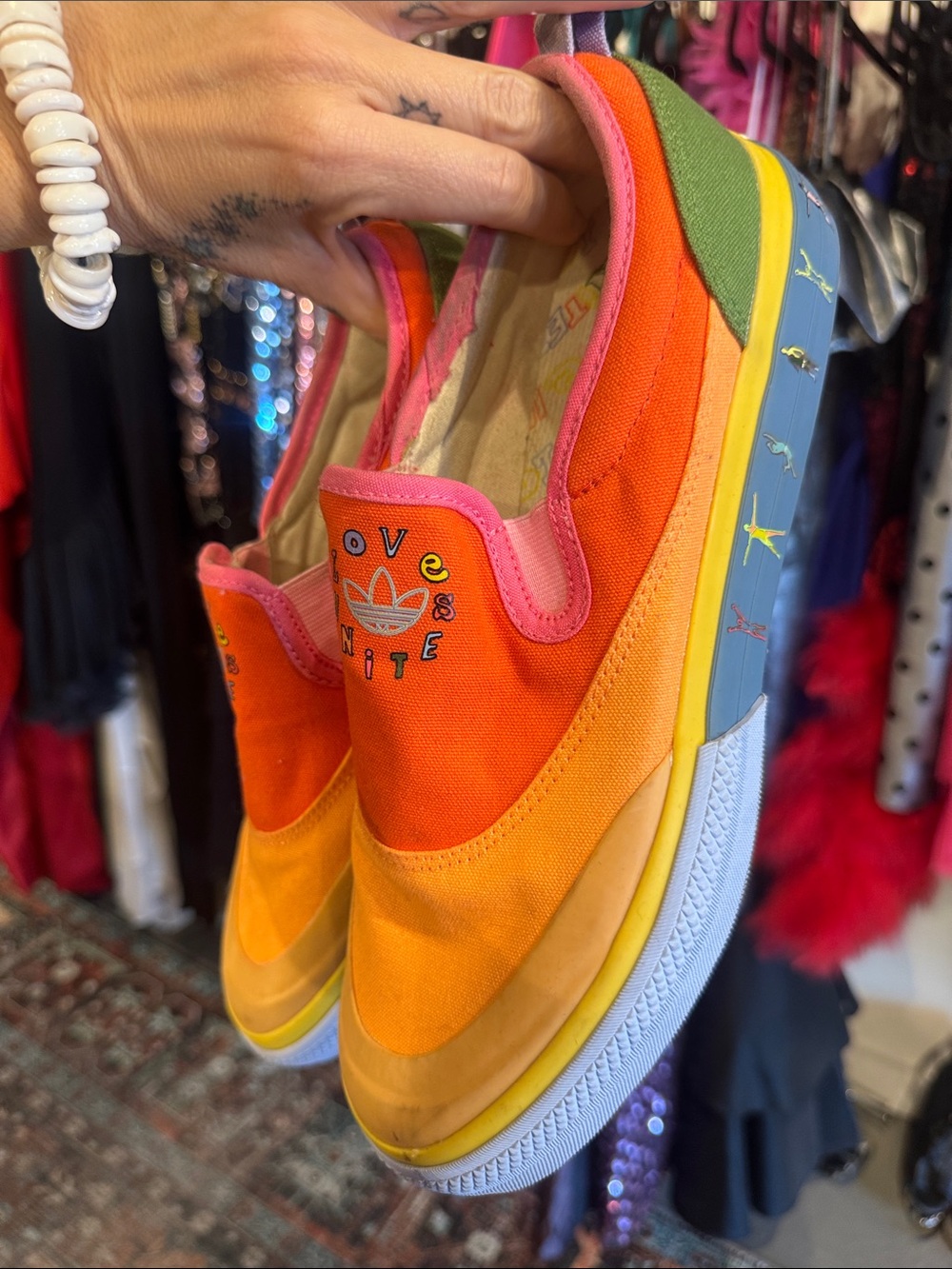 adidas Multicolor Slip-On Sneakers in Rainbow, Love Unites